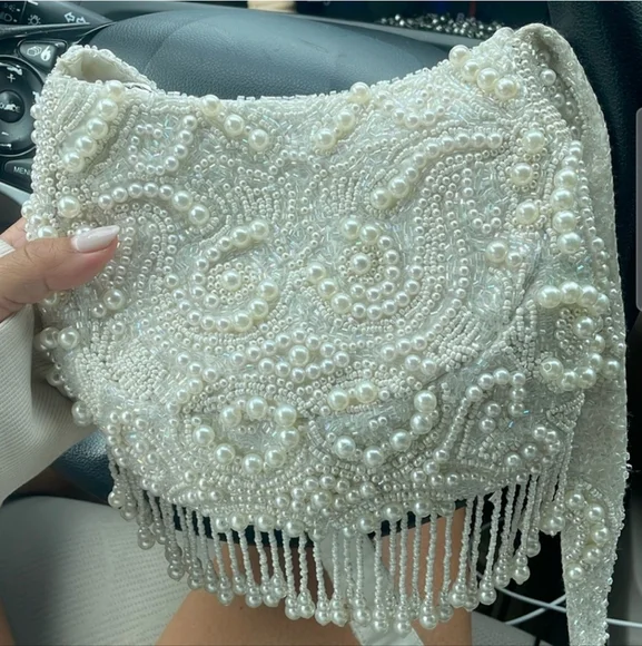 TJ Maxx Marshall’s Viral Pearl Beaded Shoulder Bag with Beaded details hanging - Picture 4 of 8